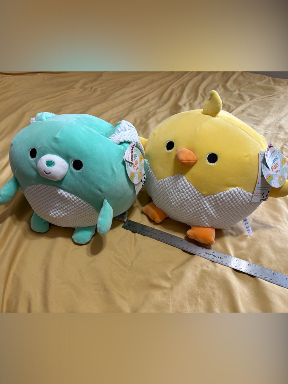 Yellow Chick Plush & Teal Bunny Stuffed Animals